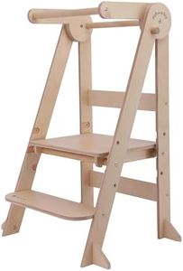 My Duckling Folding Learning Tower,Adjustable Step Ladder Kitchen Helper with Step Stool, Adjustable Child Standing Tower (Natural)