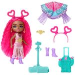 Barbie Extra Fly Minis Travel Doll, Desert Festival Look with Magenta Hair in Fringe Jacket & Fringe Dress & Accessories