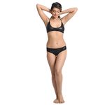 Embrave Women's Shiny Faux Leather & Spandex Black Metallic Bra & Panty String Lingerie Bikini Set (Black, Free Size)