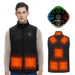 KOVNLO Heated Vest for Men, Smart Controller with Lights-out Design, Electric Heated Jackets (Battery Pack Not Included), Black, Large