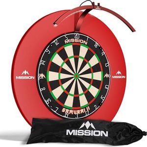 Mission Darts Torus 100 Torus 100 | Cible de fléchettes pliable et portable avec système d'éclairage de voyage (rouge métallique)