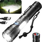 Rechargeable LED Flashlights High Lumens Powerful 6800mAh Battery Super Bright Tactical Flashlight 7Modes with COB Work Light Waterproof Powerful Magnet Handheld Flash Light for Outdoor Hiking Camping
