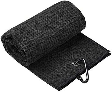 Sports Golf Towel Waffle Pattern Cotton with Carabiner Cleaning Towels Black AU Black