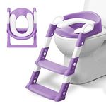 KIDOOLA Adjustable Potty Ladder Seat for Toilet Training with Steps, Handle & Soft Cushion Design Non Slip & Space Efficient Toddlers & Children Unisex Foldable & Easy Assembly Splash Guard Included