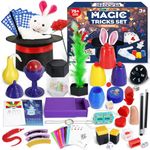 DINORUN Magic Tricks-Kids Magic Set with Magic Hat & Magic Wand & Instruction for Kids, Toys for 6 7 8 9 10 11 12 Year Old Boys Girls Gifts, 75+ Tricks