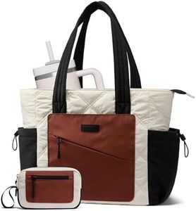 LOVEVOOK Tote Bag for Women, Puffer Bag and Work Bags with Zipper for Travel, Daily, School, Quilted Nurse Shoulder, 2pcs
