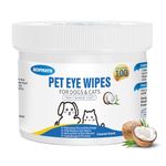 Kopmath Dog Eye Wipes, Tear Stain Remover for Dogs, Big & Thick Cat Eye Wipes for Dogs, Mild Ingredient,Texturized & Presoaked Pet Eye Cleaner Pad for Discharge Crust Booger,100 Ct, Coconut Scent