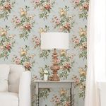 RoomMates Waverly RMK12594PL Emma's Garden Blue Peel and Stick Wallpaper