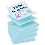 ZCZN Pop-up Sticky Notes 76 x 76 mm, 4 Pads Assorted Colours Self-Stick Notes, 100 Sheets/Pad, Light Blue