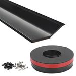 Piclafe Garage Door Seal Top and Sides, Garage Door Weather Stripping, Universal Weatherproofing Seal Strips Soft and Hard Composite Design with Adhesive Backing and Screws, Black, 34.4FT