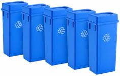 23 Gallon Slim Jim Rectangular Blue Recycling Bin with Swing Lid | 5 PACK