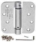 Dynasty Hardware 4" x 4" Mortise Spring Hinge with 5/8" Radius Corners, Satin Nickel - Pack Of 2 Hinges