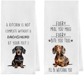 Geqtt Funny Dachshund Dish Towels set - Dachshund Gifts Waffle Weave Kitchen Towels, Dachshund Decorative Hand Tea Towels for Bathroom Kitchen, Weiner Dog Gifts for Women (16×24 Inches Set of 2)