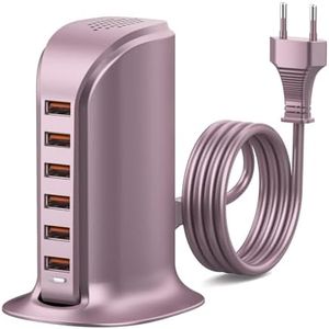 WUKUR 50W Caricatore USB Multiplo,Stazione di Ricarica USB Multipla per Smartphone,Tablet,Ricarica Rapida 5V2.4A