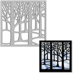 Metal Trees Frame Cutting Dies for Card Making, Trees Forest Die Cuts Square Frame Dies Stencil Embossing Tool for Scrapbooking DIY Etched Craft Dies