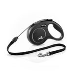 flexi Classic M | 5 m Retractable Cord Leash for Dogs up to 20 kg | Black | Retractable Dog Lead | Weight: 220 g | Dimensions: 10.8 x 17.6 cm