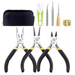 Hilitchi 9Pcs Jewelry Making Supplies Kit, Including Needle Nose Pliers, Round Nose Pliers, Wire Cutter, U-Type Scissors, Tweezers, Sewing Awl, Open Jump Ring Opener for Jewelry Making or Repairing