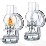 2 Pcs Large Wall Kerosene Lamp Lantern Rustic Chamber Oil Lamps for Indoor Use Wall Mounted Oil Lamp for Indoor Use Vintage Glass Clear Hurricane Lanterns