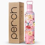 Perch Oasis thermosteel Water Bottle,Hot and Cold,Vacuum Insulated ISI Certified Flask,Steel Water Bottle for Kids | Water Bottle for Office (Pink Ombre with Flower Design UV Print, 760 ml)