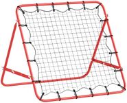 HOMCOM Adjustable Soccer Rebounder Training Net, Lacrosse Baseball Volleyball Rebounder Training Equipment Aid for Kickback Target Goal Play, Red