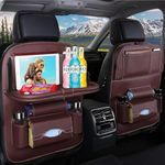 ASENDIWAY Backseat Car Organizer, Car Back Seat Organizers and Storage with Tablet Holder Kick Mats Back Seat Protectors for Kids with Foldable Tablet Tray Travel Accessories