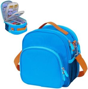 Hautton Travel Case Compatible with YOTO Mini, Carrying Case Portable Storage Bag for Audio Music Player, Headphones, Audio Cards and Accessories, Gift for Kids -Blue