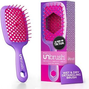 FHI Heat UNbrush Detangling Brush for Pain-Free Brushing on All Wet or Dry Hair Types — Durable DuoFlex Anti-Static Bristles, Lightweight Handle, Vented Hair Brush