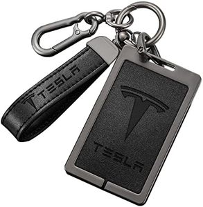 Leikurvo Key Card Holder for Tesla Model 3 Model Y, Silicone Key Ring Card Holder with Logo, Key Card Holder Protective Case Tesla Accessories (Black), black, Medium