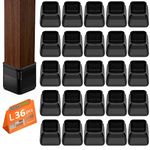 BAIPOK 36Pcs Square Chair Leg Floor Protectors, Silicone Chair Leg Protectors for Hardwood Floors, Felt Furniture Leg Cover Pad for Protecting Floors from Scratches and Noise, Black, Easy to Install