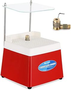 Mxmoonant Stained Glass Grinder with 5/8’’ & 1’’ Diamond Grinder Bits & Baffle, 4200r Mini DIY Grinding Tool Kit for Shaping Ceramic Glass (Red)
