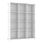 AWTATOS Cube Storage Organizer Storage 12 Cube Bookshelf DIY Plastic Closet Clothes Storage Shelves with Wooden Mallet, Stackable Storage Solution for Home, Bedroom, White