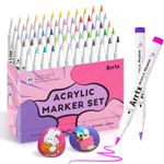 Arrtx Acrylic Paint Pens 60B,Brush Tip Acrylic Markers for Rock Painting,Glass,Stone,Wood,Ceramic Fabric,Gift Package