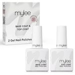 Mylee Nail Gel Polish Top & Base Coat, UV/LED Soak-Off Nail Art Manicure Pedicure for Salon & Home Use - Lasts up to 2 Weeks, Easy to Apply, Durable & Safe (Top & Base 2x10ml)