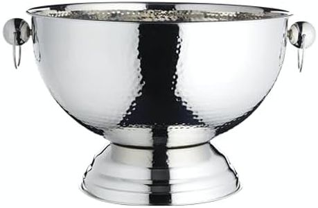 BarCraft Hammered Stainless Steel Champagne bucket, beer, drinks and wine cooler, 37x25cm, Gift Tagged, Silver