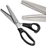 Serrated Scalloped Edge Pinking Shears, Multifunction Stainless Steel Shears Tailor Scissors, Professional Zig-Zag Cut Scissors, Sewing Craft Paper Clothing Fabric Cut for Home (10mm, Scalloped)