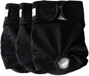 JoyDaog Dog Nappies Female,3-Pack Premium Reusable Washable Medium Large Dog Diapers,Black L