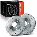 A-Premium Front Vented Drilled and Slotted Disc Brake Rotors Set Compatible with Nissan Sentra 2007-2012, Versa 2007-2012, Cube 2009-2014, 1.8L 2.0L, 2-PC Set