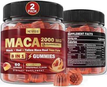 2 Pack Sugar Free Maca Root Gummies 2000mg with Ashwagandha, Tribulus Terrestris, Rhodiola, Panax Ginseng, L Arginine & L Tyrosine - Organic Black Red Yellow Maca Root for Women Men Energy Support