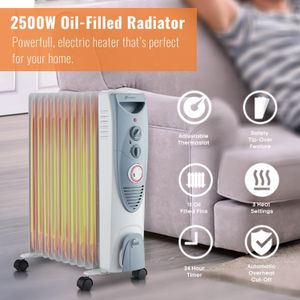 PureMate 2500W Oil Filled Radiator Heater – Portable Electric