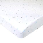 American Baby Printed 100% Natural Cotton Jersey Knit Fitted Pack N Play Playard Sheet, Blue Stars and Moons, Soft Breathable, for Boys and Girls