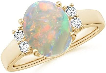 Angara Natural Opal Ring for Women | 1.45 ct Oval Shape Opal Diamond Solitaire Ring in Yellow Gold | October Birthday, Anniversary, Gemstone Jewelry Gift | AAAA | 10x8mm | Ring Size- 7.5