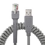SinLoon 3M USB A to RJ45 Coiled Spiral Extension Cable Compatible With Symbol Barcode Scanner Ls2208ap Ls1203 Ls4208 Ls4278 Ds6707 Ds6708 USB Cable