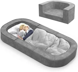 cutebeams 3-in-1 Toddler Floor Bed, Portable Toddler Travel Bed, Lounger and Sofa for Kids 1-6 Years, with Carrying Bag, Lightweight Foldable Design for Camping, Travel & Sleepovers, Size L