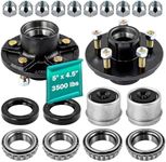 JADODE Trailer Hub Kit 5 Bolt 4.5 for 3500 lbs Heavy Duty Trailer Axle 1-1/16'' with 1/2"-20 Thread #84 Spindle 5 Lug Trailer Hub 2 Sets