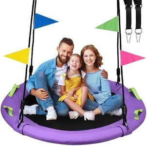 48 inch Tree Swing, Larger Saucer Flying Swing for Whole Family, 900lbs Weight Capacity, with Adjustable Hanging Straps, for Outdoor Playground, Purple