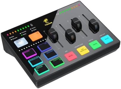 TONOR Gaming Audio Interface, Audio Mixer für Streaming, Podcasting, Studio Aufnahmen, 6,35mm und XLR-Kanal, Soundkarte mit RGB-Lichteffekten, für Gaming-Streamer, Content Creators TX310