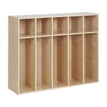 ECR4Kids Birch Wood Streamline 5-Section Toddler Coat Locker