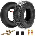 FVRITO 9x3.50-4 9x3-1/2 Tire and Inner Tube for Mini ATV Quad Go Kart Petrol Electric Gas Skateboard Scooter Mini Choppers Garden Lawnmower Tractor with Bent Valve Stem