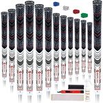 SAPLIZE Golf Grips 13 Pack with Sovlent Kit, Low Taper Design, 4 Colors Options, Multi-compound Hybrid Golf Club Grips, Standard/Midsize, CL04 Series