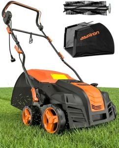 Aspiron 16” Artificial Turf Vacuum, Lawn Mover 2000w Grass Sweeper 15 Amp Lawn Sweeper Yard Power Brush with 55L Removable Leaf Collection Bag, Quick-Fold, Keeps Clear Sweepy Box, Pumpkin